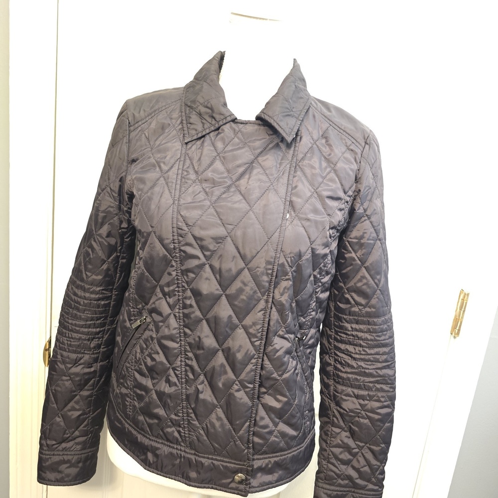 Banana Republic Moto Jacket Womens Small black quilted‎ Runway Bike Ride Zip Up